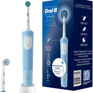 Электрическая зубная щетка Oral-B Vitality Pro D103.423.3, голубая (3708), 2 насадки CrossAction+Sensitive Электрическая зубная щетка Oral-B Vitality Pro D103.423.3, голубая (3708), 2 насадки CrossAction+Sensitive