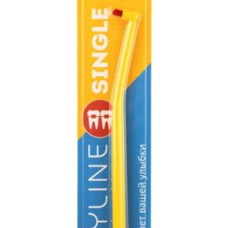 Зубная щетка Revyline SM1000 Single Long монопучковая, желтая с красной щетиной Зубная щетка Revyline SM1000 Single Long монопучковая, желтая с красной щетиной