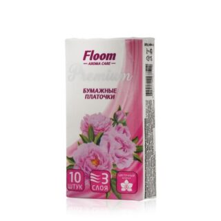 Бумажные носовые платочки Floom 3х-слойные " цветочные " 10шт