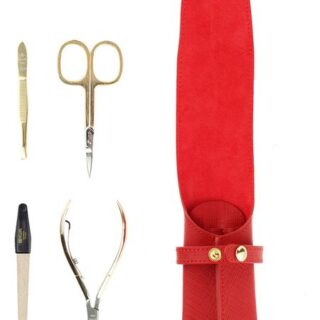 Маникюрный набор 901RED (ножницы универсальные + пилка металлическая 9см + пинцет скошенный + кусачки д/кутикулы)