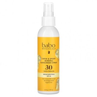 Babo Botanicals, Swim & Sport, солнцезащитный спрей с минералами, SPF 30, 177 мл (6 жидк. Унций)