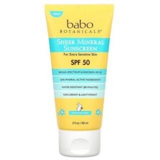 Babo Botanicals, Sheer Mineral Sunscreen SPF 50, Fragrance Free, 3 fl oz (89 ml)