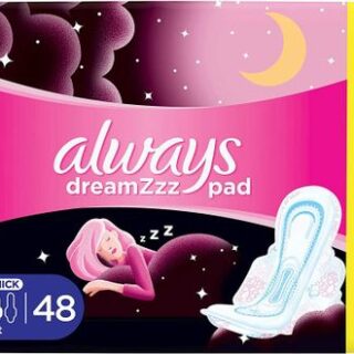 Always / Sanitary pads, Dreamzzz, Cottony soft, Maxi thick, Night with wings, Pink, 48 pcs