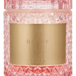 Ароматическая свеча Berry: свеча 2000г (розовый подсвечник) короб со стеклом