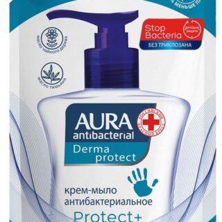 Мыло жидкое Aura антибактериальное дой-пак, 500 мл