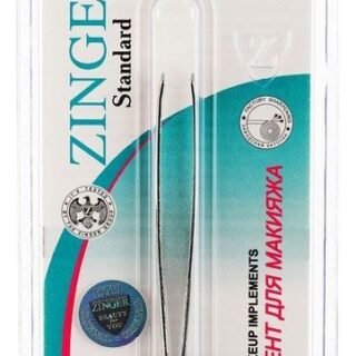 Пинцет для ресниц Zinger гладкий скошенный, 1 шт